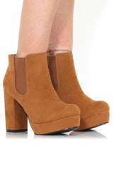 Calla Tan Suede Heeled Ankle Boot-Heels