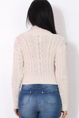 Callie Cream Knitted Crop Jumper-Crop Jumpers