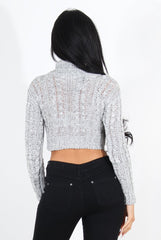 Callie Grey Cowl Neck Crop Jumper-Jumper