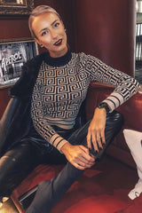 Camel Aztec Print High Neck Jumper - Lola-Jumper