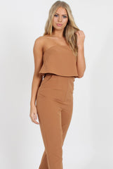 Camel Bardot Jumpsuit - Amira-Jumpsuits