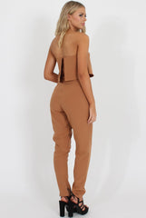 Camel Bardot Jumpsuit - Amira-Jumpsuits