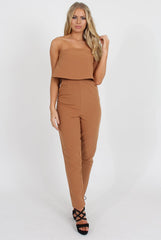 Camel Bardot Jumpsuit - Amira-Jumpsuits