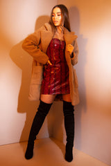 Camel Borg Longline Oversized Coat - Acadia-Coats