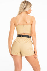 Camel Buckle Utility Crop Top and Shorts Co-ord - Juri-Co-ords