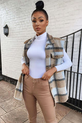 Camel Check Sleeveless Shacket - Brittanie-Shacket