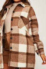 Camel Checked Wool Blend Oversized Shacket - Ronni-Shacket