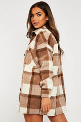 Camel Checked Wool Blend Oversized Shacket - Ronni-Shacket