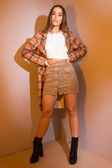 Camel Corduroy Button Front Skirt - Izzabel-Skirts