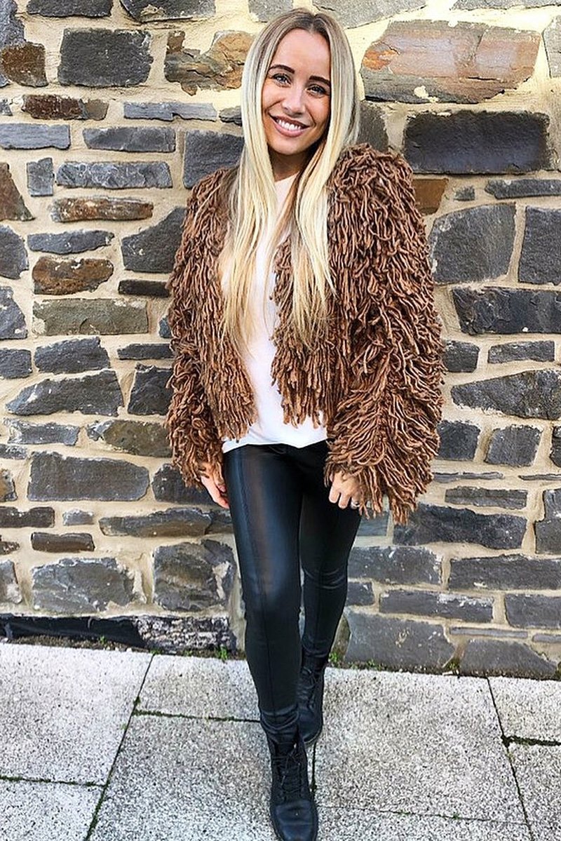 Camel Crop Shaggy Jacket - Idelle-Jackets