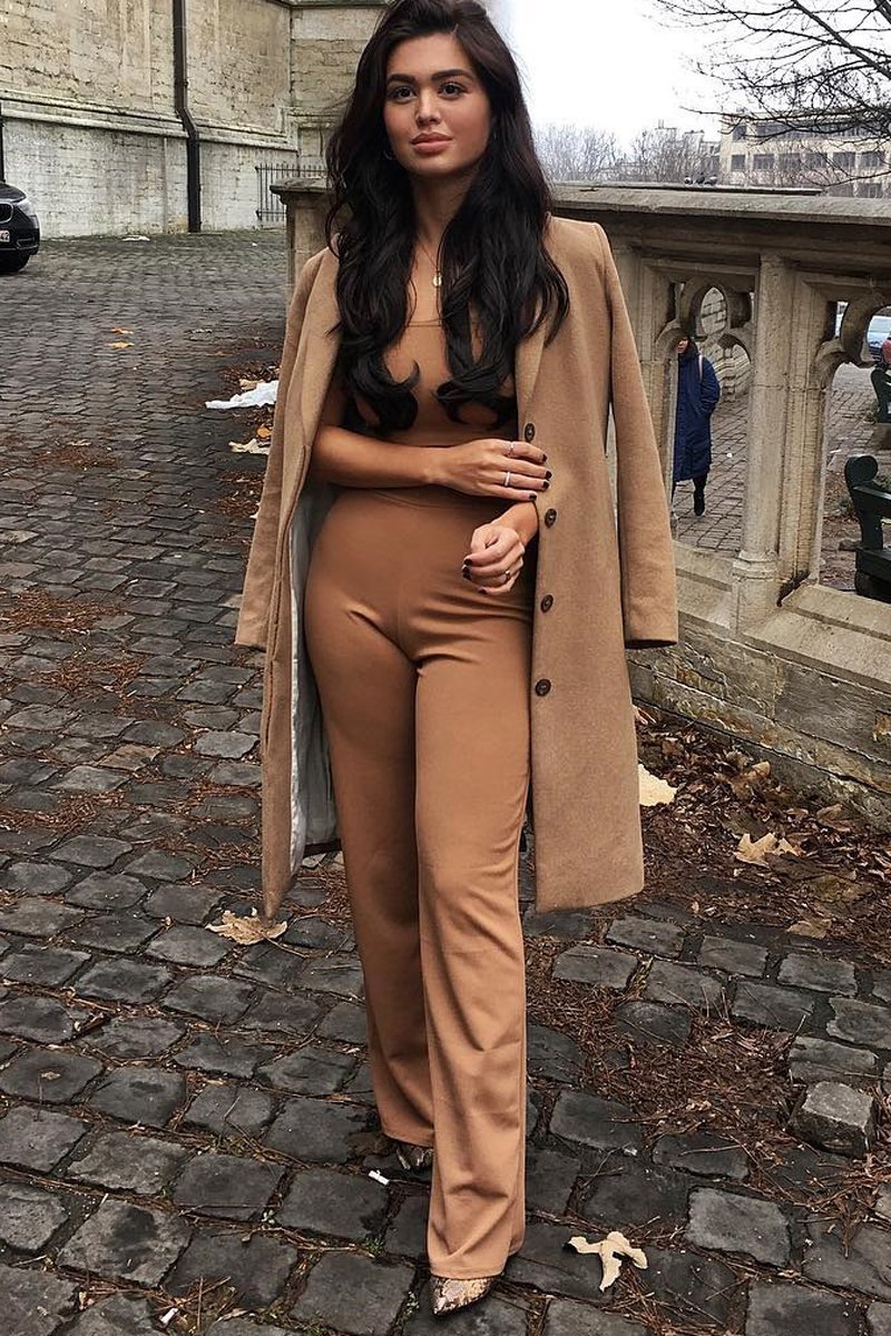 Camel Crop Top and Trousers Co-ord Set - Kimmy-Co-ords