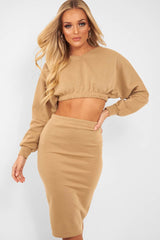Camel Cropped Jumper and Skirt Co-ord - Heidi-Co-ords