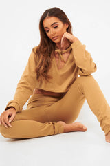 Camel Cut Out Loungewear Set - Adaia-Co-ords