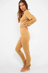 Camel Cut Out Loungewear Set - Adaia-Co-ords