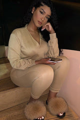 Camel Cut Out Loungewear Set - Adaia-Co-ords