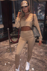 Camel Cut Out Loungewear Set - Adaia-Co-ords