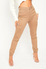 Camel Denim Cargo Jeans - Destany-Jeans