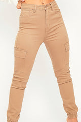Camel Denim Cargo Jeans - Destany-Jeans