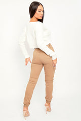 Camel Denim Cargo Jeans - Destany-Jeans