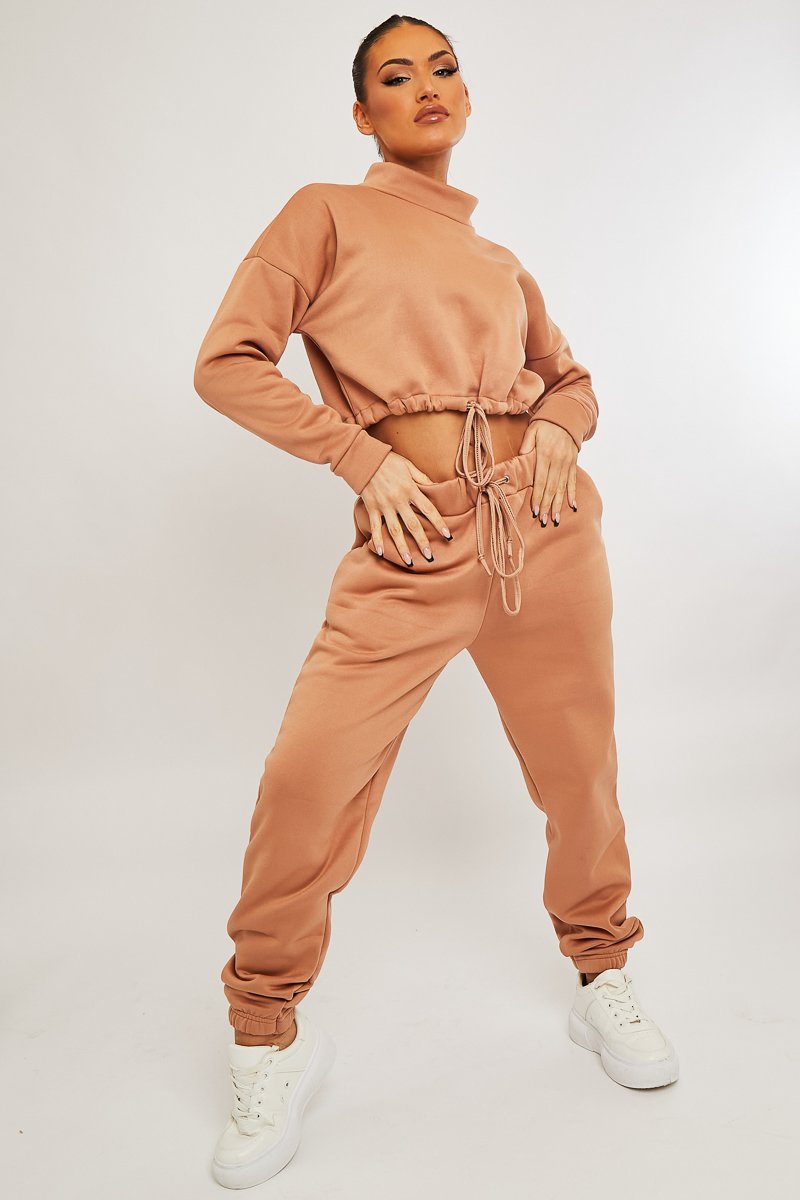 Camel Drawstring Waist Jumper and Joggers Co-ord - Kayla-Loungewear