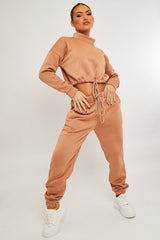 Camel Drawstring Waist Jumper and Joggers Co-ord - Kayla-Loungewear