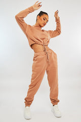 Camel Drawstring Waist Jumper and Joggers Co-ord - Kayla-Loungewear