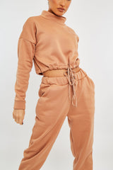 Camel Drawstring Waist Jumper and Joggers Co-ord - Kayla-Loungewear