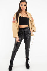 Camel Embroidered Sequin Parka Denim Jacket - Laicee-Jackets