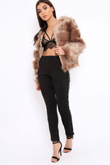 Camel Faux Fur Jacket - Amaria-Jackets
