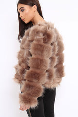 Camel Faux Fur Jacket - Amaria-Jackets