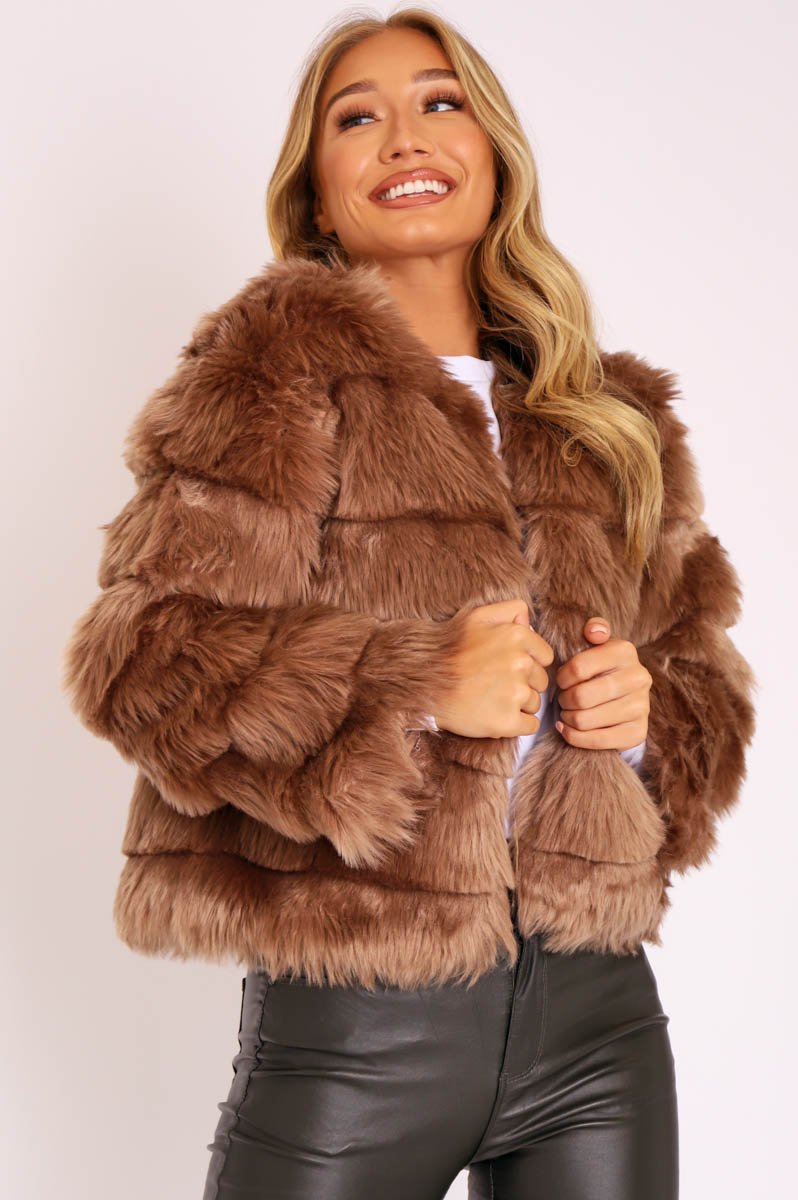 Camel Faux Fur Jacket - Estelle-Jackets