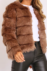 Camel Faux Fur Jacket - Estelle-Jackets