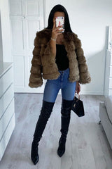 Camel Faux Fur Jacket - Estelle-Jackets