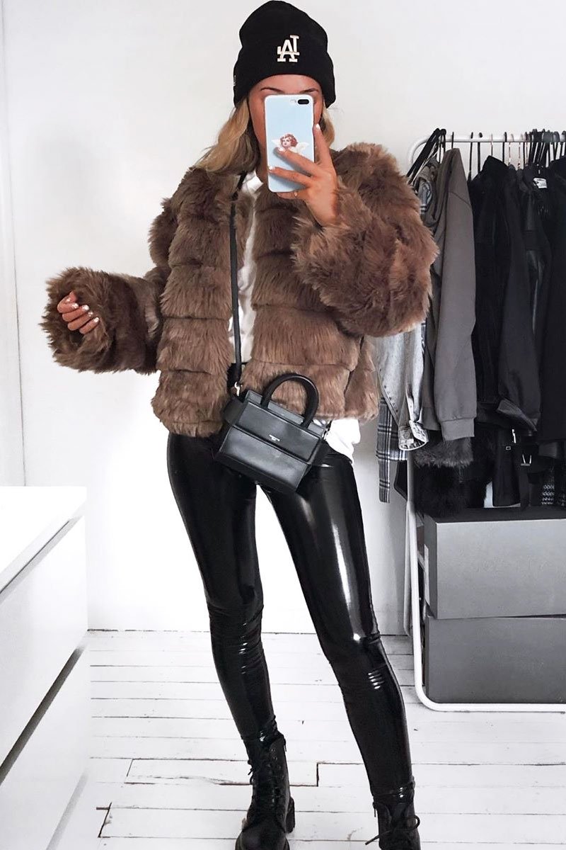 Camel Faux Fur Jacket - Estelle – Rebellious Fashion