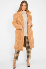 Camel Faux Fur Teddy Coat - Reegan-Coats