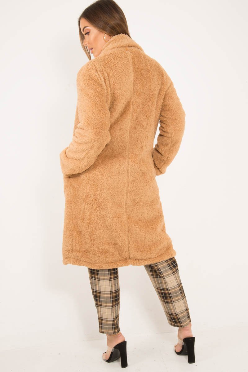 Camel Faux Fur Teddy Coat - Reegan-Coats