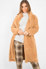 Camel Faux Fur Teddy Coat - Reegan-Coats