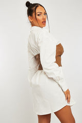 Camel Faux Leather Zip Front Corset Top - Karolina-Crop Tops