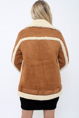 Camel Faux Shearling Coat - Scarlett-Coats