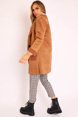 Camel Faux Suede Shearling Coat - Izabella-Coats