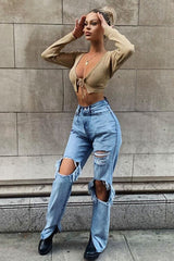 Camel Front Tie Knit Cardigan Top - Paloma-Cardigans