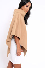 Camel Funnel Collar Poncho - Caiden-Coats