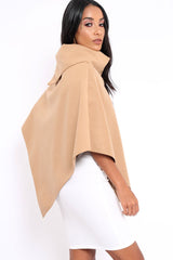 Camel Funnel Collar Poncho - Caiden-Coats