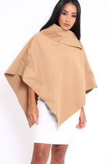 Camel Funnel Collar Poncho - Caiden-Coats