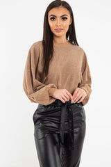 Camel Glitter Stripe Batwing Jumper - Bowyn-Jumper