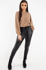 Camel Glitter Stripe Batwing Jumper - Bowyn-Jumper