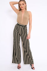 Camel Halterneck Slinky Bodysuit -Isla-Bodysuits