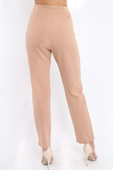 Camel High Waisted Trousers - Zeenia-Trousers