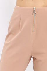 Camel High Waisted Trousers - Zeenia-Trousers