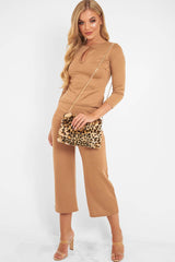 Camel Keyhole Top Culotte Co-Ord - Raelinn-Co-ords